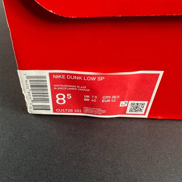 Nike Dunk Low Shoes Men's 8.5 Syracuse 2020 Orange & White Sneakers CUI726-101 - Picture 11 of 13